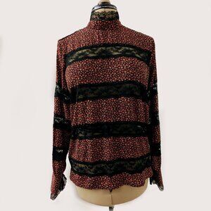 NWOT black and red floral lace blouse by YAS S